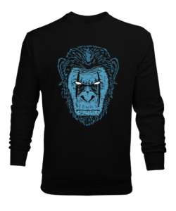 Gorilla - Goril Kafası Siyah Erkek Sweatshirt