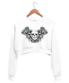 Gothic Baskılı Kadın Crop Sweatshirt