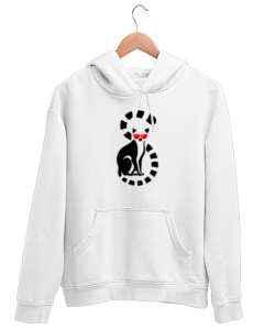 Gözlüklü Lemur Beyaz Unisex Kapşonlu Sweatshirt