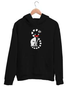 Gözlüklü Lemur Siyah Unisex Kapşonlu Sweatshirt