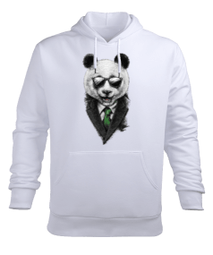 Gözlüklü Panda Erkek Kapüşonlu Hoodie Sweatshirt