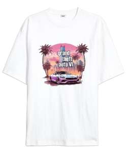 grant theft auto Beyaz Oversize Unisex Tişört