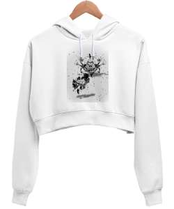 Gravity Falls Beyaz Kadın Crop Hoodie Kapüşonlu Sweatshirt