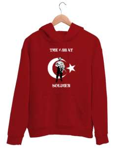 Great Soldier - Büyük Asker Kırmızı Unisex Kapşonlu Sweatshirt