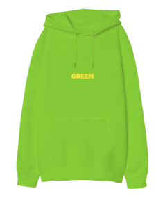 Green Oversize Unisex Kapüşonlu Sweatshirt