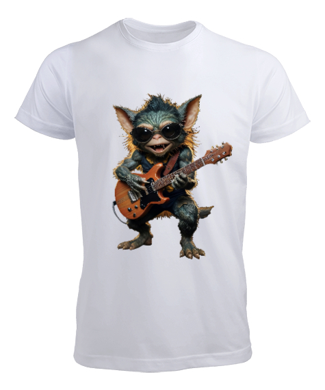 Tisho - Guitar Gremlin Beyaz Erkek Tişört