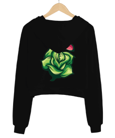 GÜl TASARIM Kadın Crop Hoodie Kapüşonlu Sweatshirt - Thumbnail