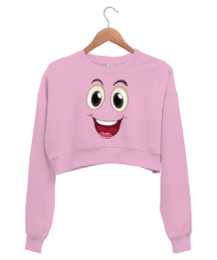 Gülen yüz kadın crop sweatshirt Kadın Crop Sweatshirt