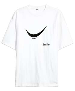 Gülümse - Smile Beyaz Oversize Unisex Tişört