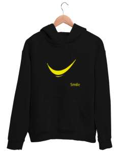 Gülümse - Smile Siyah Unisex Kapşonlu Sweatshirt