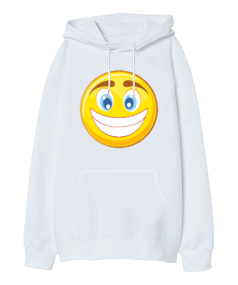 Gülümseyen Emoji Oversize Unisex Kapüşonlu Sweatshirt