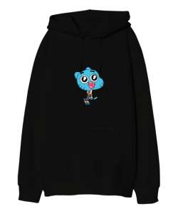 GUMBALL Siyah Oversize Unisex Kapüşonlu Sweatshirt