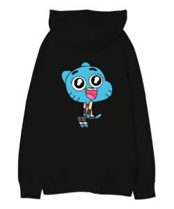 GUMBALL Siyah Oversize Unisex Kapüşonlu Sweatshirt