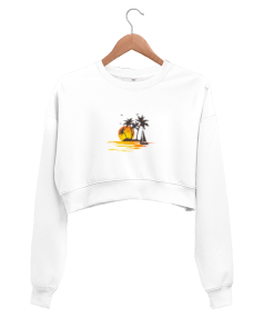 Gün batımı Kadın Crop Sweatshirt