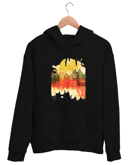 Tisho - gün ışığı Siyah Unisex Kapşonlu Sweatshirt