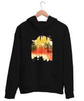 gün ışığı Siyah Unisex Kapşonlu Sweatshirt - Thumbnail