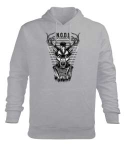 Güneş Gözlüklü Cool Geyik - Deer Gri Erkek Kapüşonlu Hoodie Sweatshirt