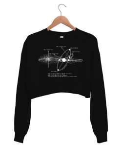 Güneş Sistemi, Solar Systems Diagram Astronomi Baskılı Siyah Kadın Crop Sweatshirt