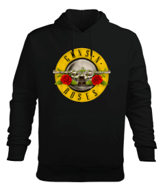 Guns N Roses Baskılı Siyah Erkek Kapüşonlu Hoodie Sweatshirt