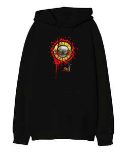 Guns N Roses Siyah Oversize Unisex Kapüşonlu Sweatshirt