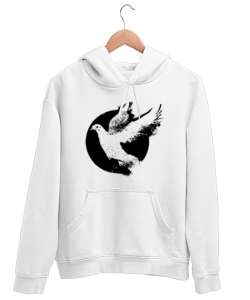 Güvercin - Barış - Dove Beyaz Unisex Kapşonlu Sweatshirt