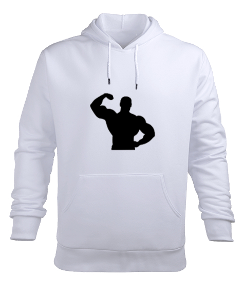 GYM Beyaz Erkek Kapüşonlu Hoodie Sweatshirt