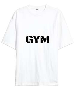 GYM Beyaz Oversize Unisex Tişört