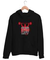 Gym, Fitnes, Halter, Body Boulding Siyah Unisex Kapşonlu Sweatshirt - Thumbnail