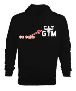 GYM - Fitness - Body Boulding Siyah Erkek Kapşonlu Fermuarlı