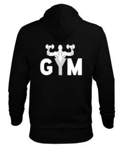 GYM - Fitness - Body Boulding Siyah Erkek Kapşonlu Fermuarlı