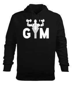 GYM - Fitness - Body Boulding Siyah Erkek Kapüşonlu Hoodie Sweatshirt