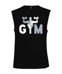 GYM - Fitness - Body Boulding Siyah Kesik Kol Unisex Tişört