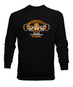 Gym Fitness Cat Siyah Erkek Sweatshirt