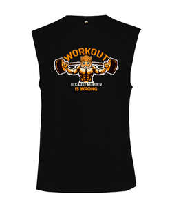 Gym Fitness Cat Siyah Kesik Kol Unisex Tişört