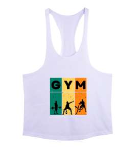 GYM Fitness Vücut Geliştirme Motivasyon Beyaz Erkek Tank Top Atlet