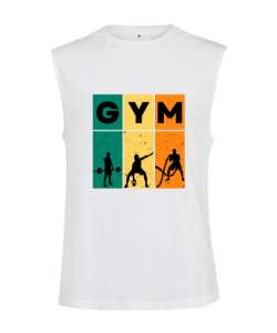 GYM Fitness Vücut Geliştirme Motivasyon Beyaz Kesik Kol Unisex Tişört