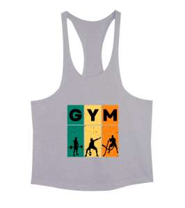 GYM Fitness Vücut Geliştirme Motivasyon Gri Erkek Tank Top Atlet