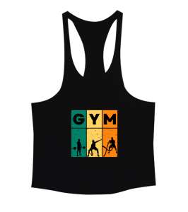 GYM Fitness Vücut Geliştirme Motivasyon Siyah Erkek Tank Top Atlet