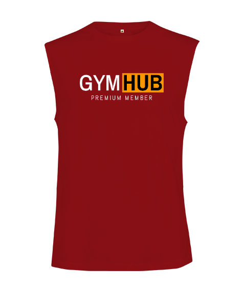 Gym Hub Premium Member Kırmızı Kesik Kol Unisex Tişört