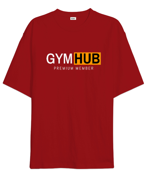 Gym Hub Premium Member Kırmızı Oversize Unisex Tişört