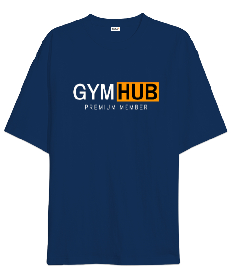 Gym Hub Premium Member Lacivert Oversize Unisex Tişört