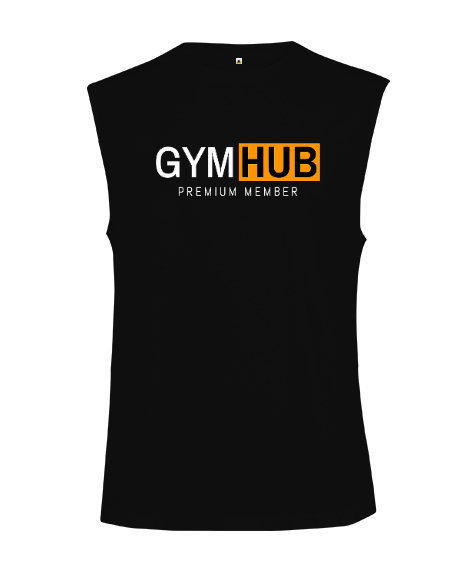 Gym Hub Premium Member Siyah Kesik Kol Unisex Tişört