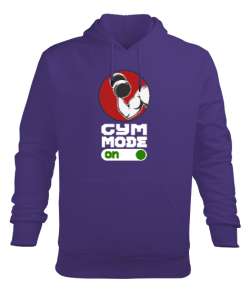 GYM Mode - Halter Fitness V1 Mor Erkek Kapüşonlu Hoodie Sweatshirt