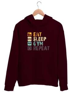 GYM Routine - Rutin - Halter Bordo Unisex Kapşonlu Sweatshirt