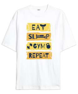 GYM Rutin - Fitness Yaşam Tarzı Beyaz Oversize Unisex Tişört