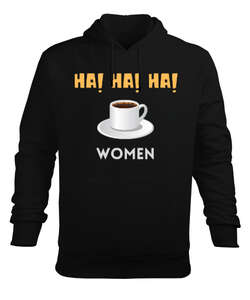 Ha Ha Women Siyah Erkek Kapüşonlu Hoodie Sweatshirt