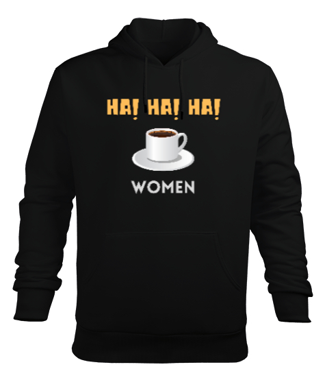 Ha Ha Women Siyah Erkek Kapüşonlu Hoodie Sweatshirt