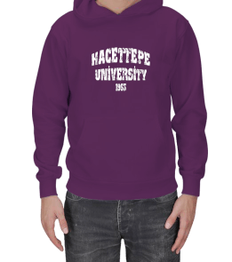 Hacettepe Yazılı Hoodie Erkek Kapşonlu