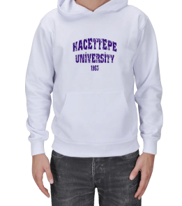 Hacettepe Yazılı Hoodie Erkek Kapşonlu