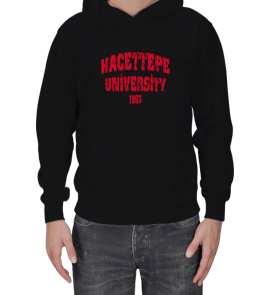 Hacettepe Yazılı Hoodie Erkek Kapşonlu